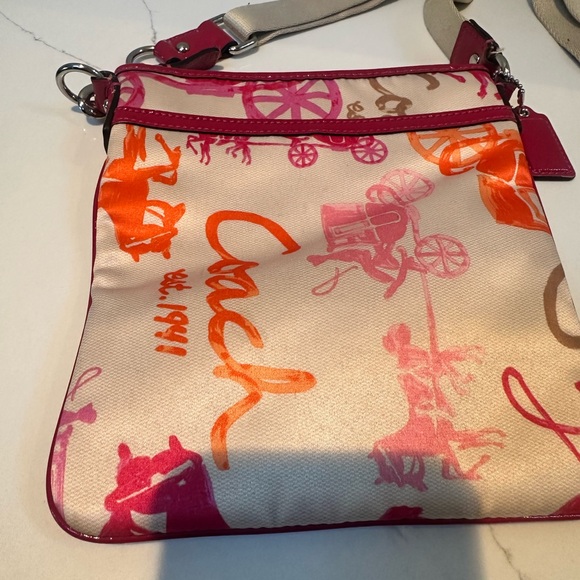 Coach Watercolor Print with  Horse & Carriage  Sateen Crossbody - Picture 2 of 9